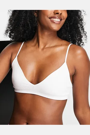Weekday Cat polyamide ribbed triangle bra in