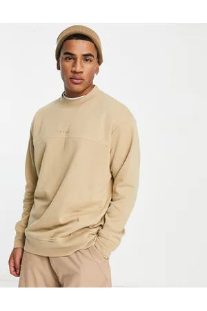 SELECTED Oversized crew neck sweat with logo in beige