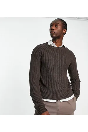 ADPT. Oversized ribbed jumper in chocolate