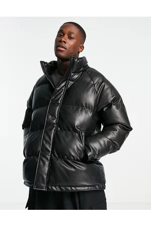 Urban Code Men Leather Jackets - Urbancode faux leather puffer jacket in