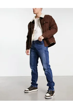 Hollister Men Slim - Slight distressed slim straight fit jeans in dark wash