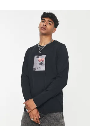 AllSaints Men Long Sleeve - Cenotaph long sleeve top in washed with chest graphics