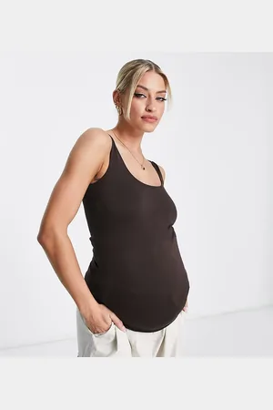 Mama;licious Mamalicious Maternity longline vest co-ord in chocolate