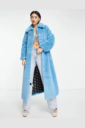 Something New X Emilia Silberg faux fur maxi coat with pointed collar in