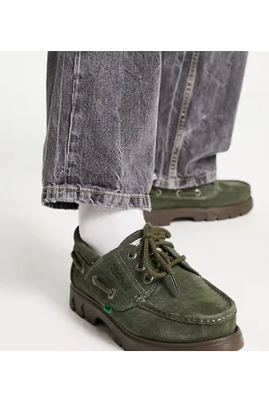 Kickers Men Boots - Lennon boat shoes in olive suede exclusive to asos