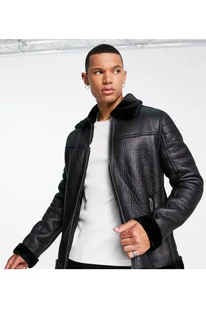 Brave Soul Tall faux leather jacket with faux fur lining in