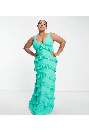 Pretty Lavish Ruffle maxi dress in emerald