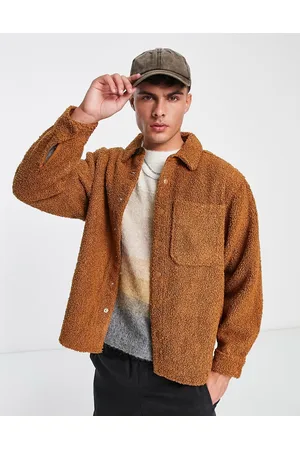 River Island Teddy overshirt in tan