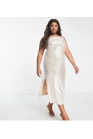 Pretty Lavish Embellished cowl neck maxi dress in blush