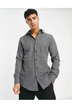 River Island Long sleeve geo shirt in grey