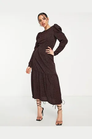 Ax Paris Long sleeved tiered hem midi dress in