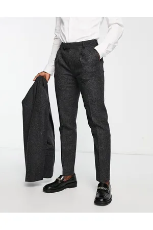 Noak British Tweed slim suit trousers in charcoal