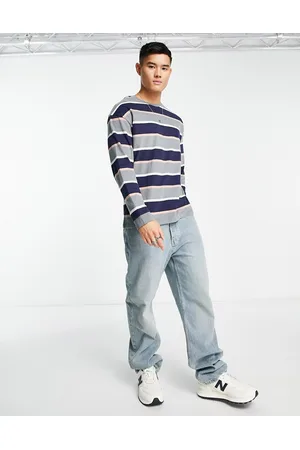 ADPT. Oversized long sleeve t-shirt in grey with stripes
