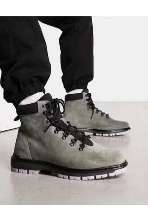 River Island Men Boots - Chunky purple tread hiker boots in