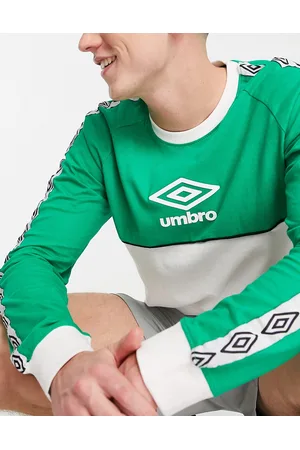 Umbro Global taped long sleeved t-shirt in green and white