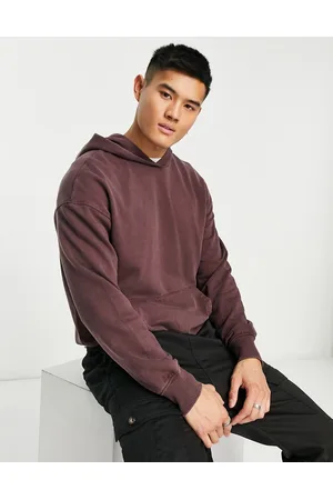 ADPT. Men Sweatshirts - Washed oversized hoodie in burgandy