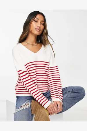 MANGO V neck striped jumper in
