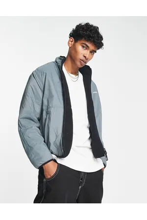 Obey Trophy sherpa reversible jacket in and blue