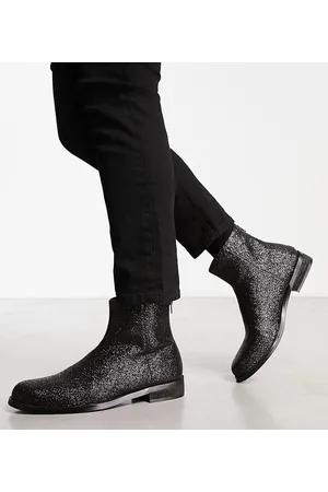 London Rebel Wide fit smart formal ankle boots in fine glitter