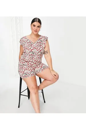 VERO MODA Ruffle detail playsuit in print
