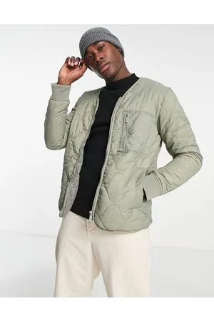 SELECTED Onion quilted jacket in khaki