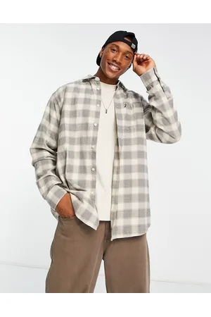 Lyle & Scott Vintage check overshirt in off white and taupe