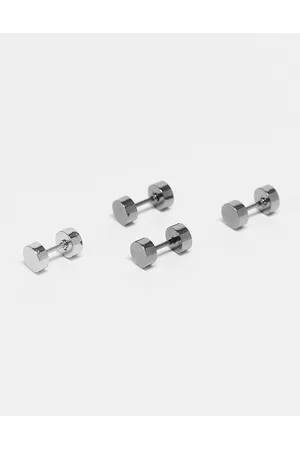 Icon Brand Men Earrings - Stainless steel brushed plug earring set in