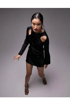 Topshop Seamed long sleeve mini dress in