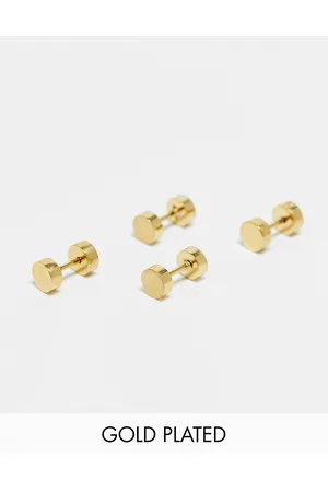 Icon Brand 14K plated stainless steel plug earring set in
