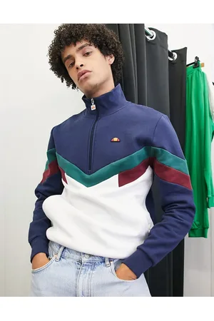 Ellesse Chevron blocked half zip with logo in