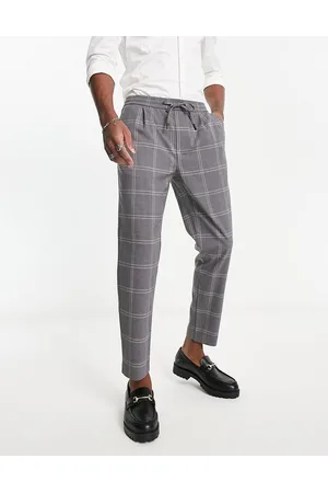 Pull&Bear Men Chinos - Smart slim tailored trousers in check