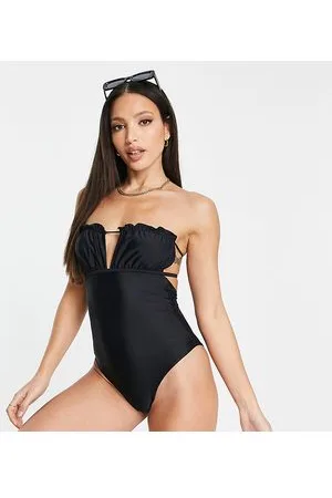 ASOS Tall bandeau frill swimsuit in