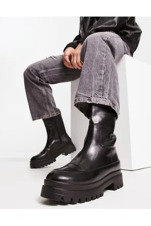 London Rebel Chunky mid calf pull on boots in