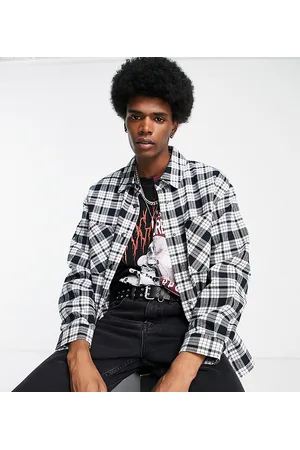ADPT. Oversized boxy flannel check overshirt in