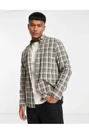 Farah Patrick long sleeve cotton mix in beige check