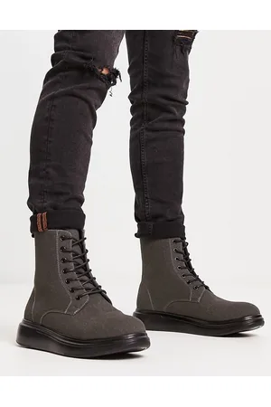 Brave Soul Flatform lace up boots in faux suede