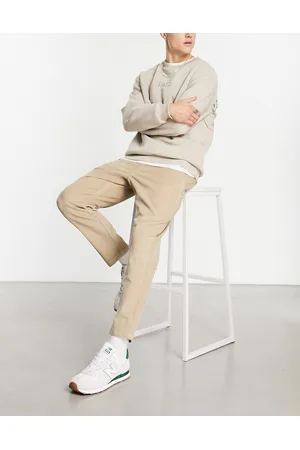SELECTED Relaxed cropped cord trouser in chinchilla