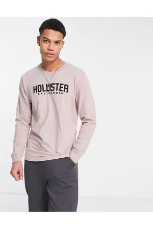 Hollister Long sleeve t-shirt in beige with chest logo