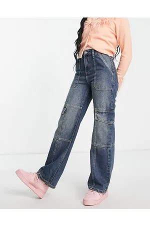 Miss Selfridge Cargo wide leg jean in dark vintage wash