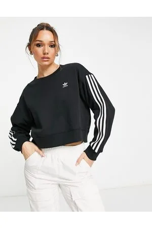 Adidas originals adicolor three stripe crew neck sweat in black best sale