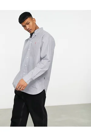 Dr Denim Relaxed fit striped long sleeve shirt in and white