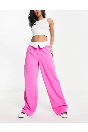 Neon & Nylon contrast folded waistband tailored pants in bright