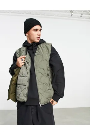 Dr Denim Men Gilets - Quilted gilet in thyme