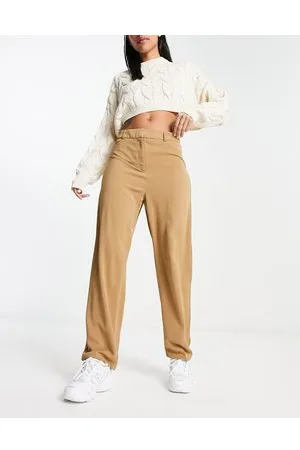 VILA Tapered formal trousers in camel