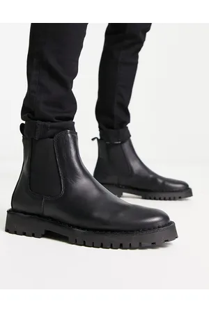 SELECTED Leather chelsea boot with chunky sole in