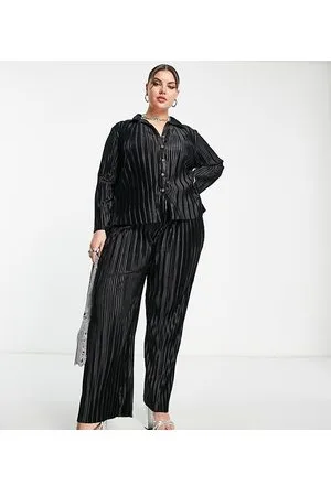 Urban Threads Urban Threads Plus plisse fitted shirt co-ord in