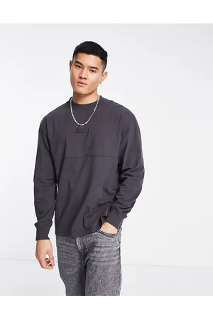 Abercrombie & Fitch Smallscale logo oversized cut & sew long sleeve top in dark