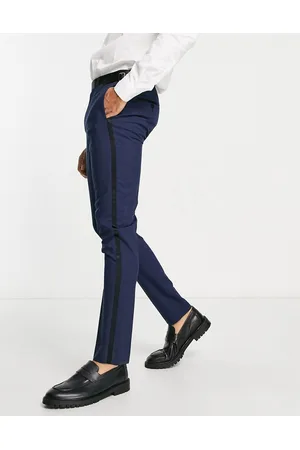 Noak Men Skinny Pants - Verona' skinny tuxedo suit trousers with satin side stripe in