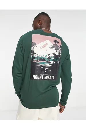 SELECTED Oversized long sleeve t-shirt with mountain back print in dark