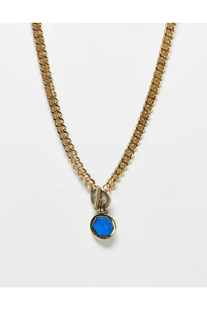 Icon Brand Corazon prestine hexagon T bar necklace in and blue